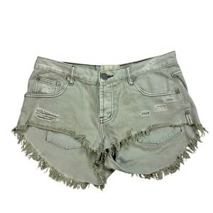One Teaspoon Micro Mini Shorts Womens Size 26 Low Rise Distressed Denim Jean